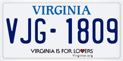 VA license plate VJG1809