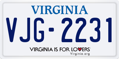 VA license plate VJG2231