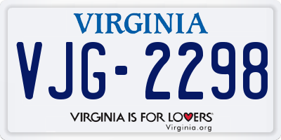 VA license plate VJG2298
