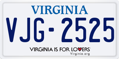 VA license plate VJG2525