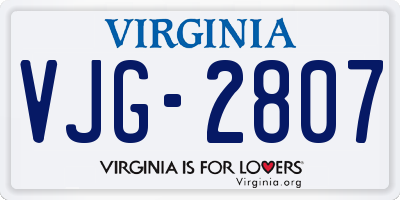 VA license plate VJG2807