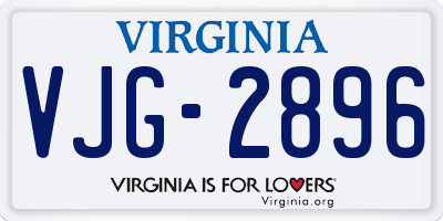 VA license plate VJG2896