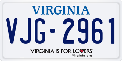VA license plate VJG2961