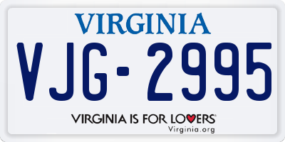 VA license plate VJG2995