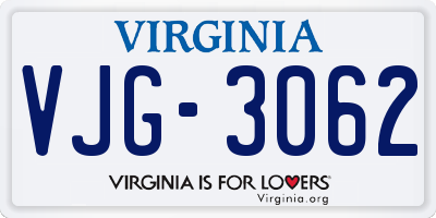 VA license plate VJG3062
