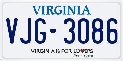 VA license plate VJG3086