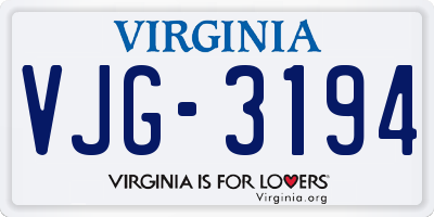 VA license plate VJG3194