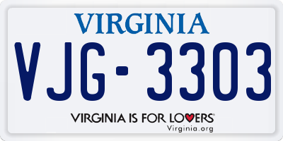 VA license plate VJG3303