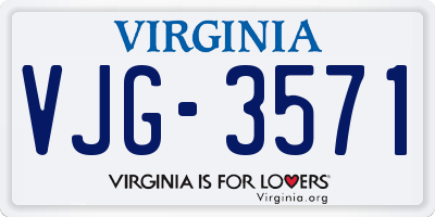 VA license plate VJG3571