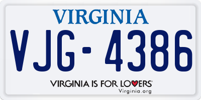 VA license plate VJG4386