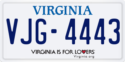 VA license plate VJG4443