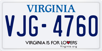 VA license plate VJG4760