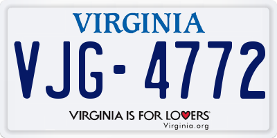 VA license plate VJG4772