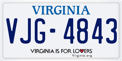 VA license plate VJG4843