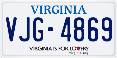 VA license plate VJG4869