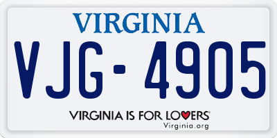 VA license plate VJG4905