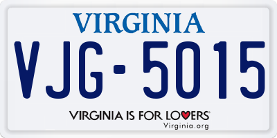 VA license plate VJG5015