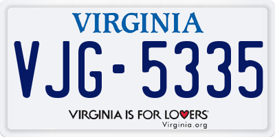VA license plate VJG5335