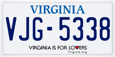 VA license plate VJG5338