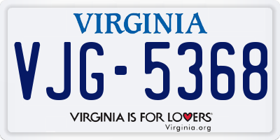 VA license plate VJG5368