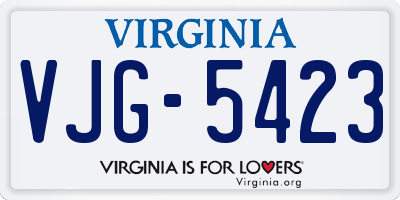 VA license plate VJG5423