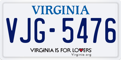 VA license plate VJG5476