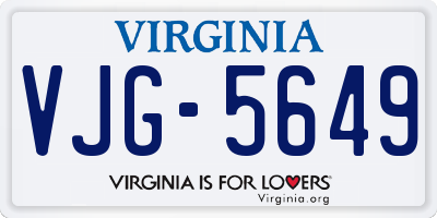 VA license plate VJG5649