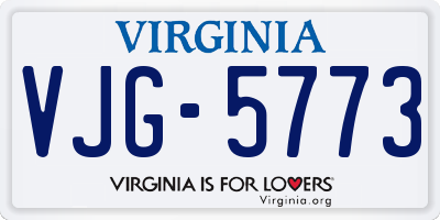 VA license plate VJG5773