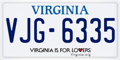 VA license plate VJG6335