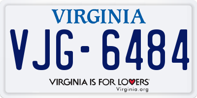 VA license plate VJG6484