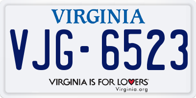 VA license plate VJG6523