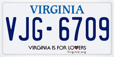 VA license plate VJG6709