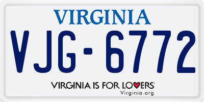VA license plate VJG6772