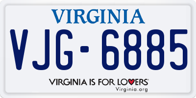 VA license plate VJG6885