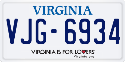 VA license plate VJG6934