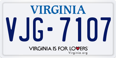 VA license plate VJG7107