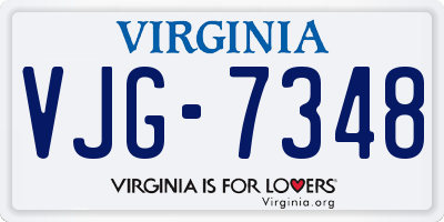 VA license plate VJG7348