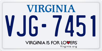 VA license plate VJG7451