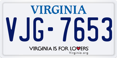 VA license plate VJG7653
