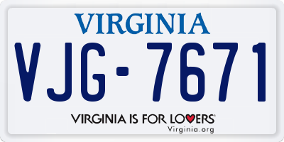 VA license plate VJG7671