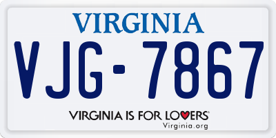 VA license plate VJG7867