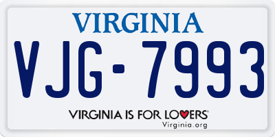 VA license plate VJG7993
