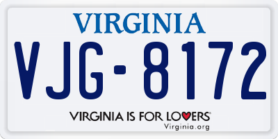 VA license plate VJG8172