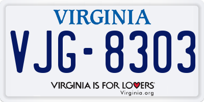 VA license plate VJG8303