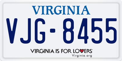 VA license plate VJG8455