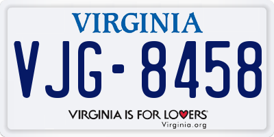 VA license plate VJG8458