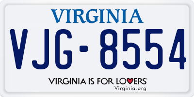 VA license plate VJG8554