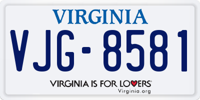 VA license plate VJG8581