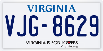 VA license plate VJG8629