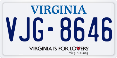 VA license plate VJG8646